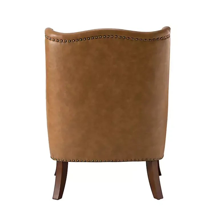 Accent Chairs-Kirklands Home Camel Faux Leather Ophelia Accent Chair Tan