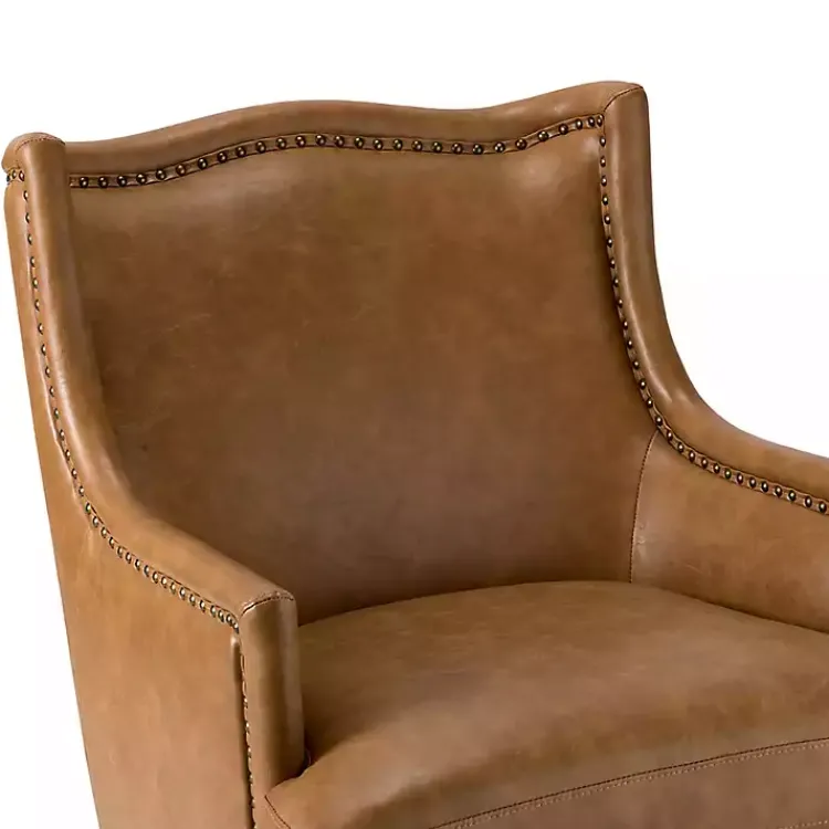 Accent Chairs-Kirklands Home Camel Faux Leather Ophelia Accent Chair Tan