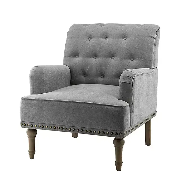 Accent Chairs-Kirklands Home Tufted Britt Accent Chair Gray