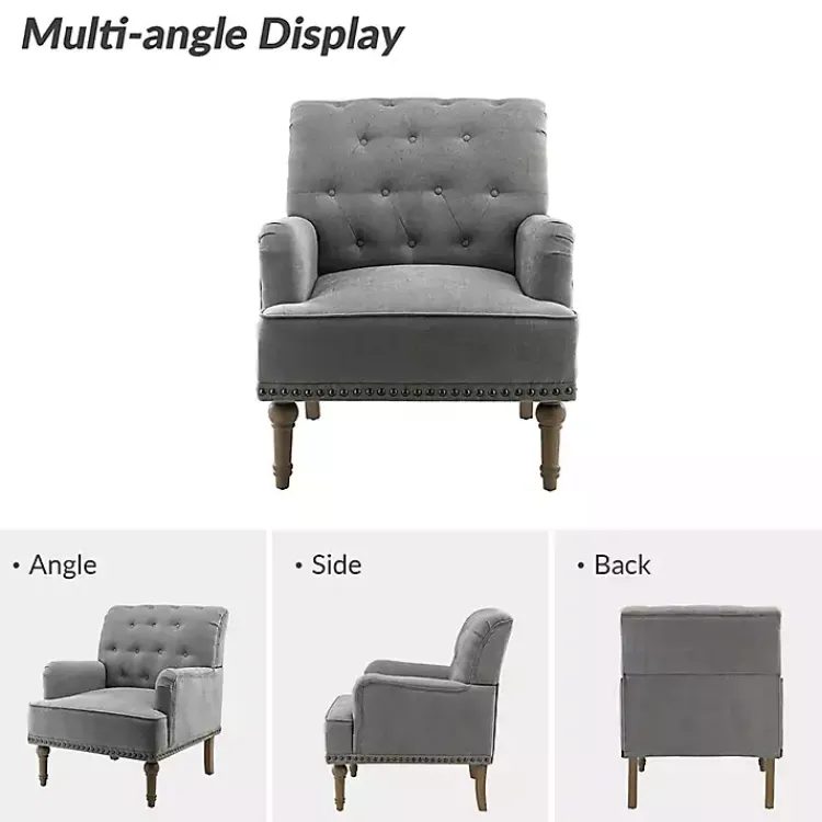 Accent Chairs-Kirklands Home Tufted Britt Accent Chair Gray