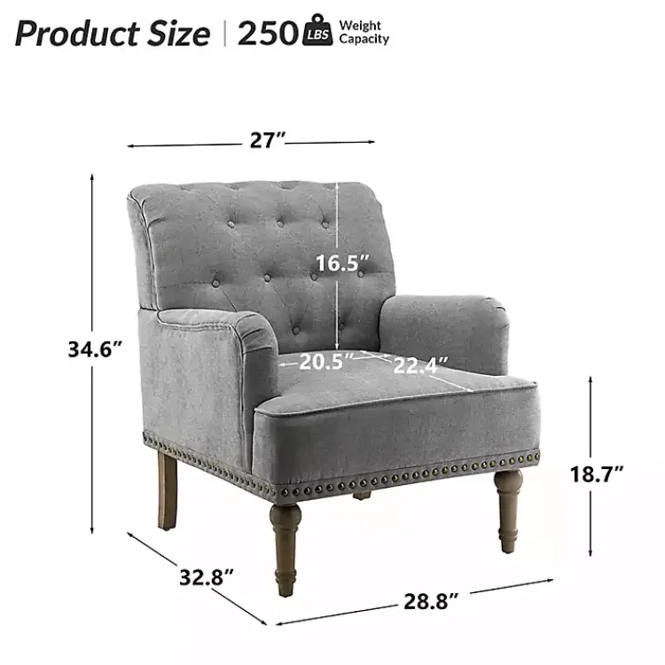 Accent Chairs-Kirklands Home Tufted Britt Accent Chair Gray