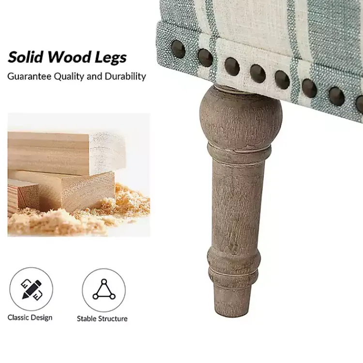 Accent Chairs-Kirklands Home Blue and Ivory Striped Accent Chair