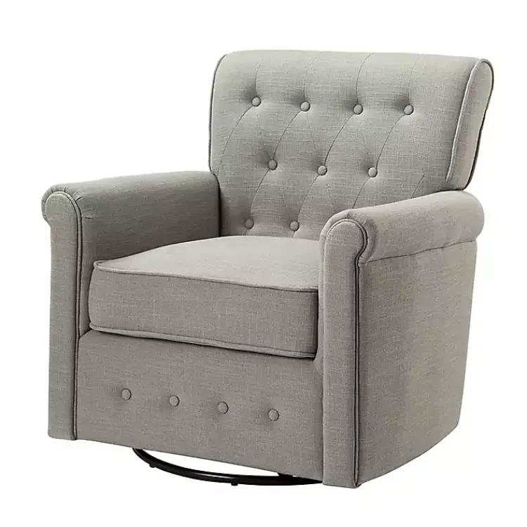Accent Chairs-Kirklands Home Tufted Swivel Armchair Gray