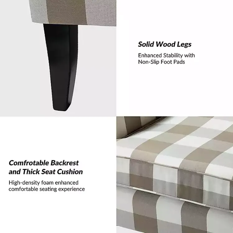 Accent Chairs-Kirklands Home Beige Buffalo Check Upholstered Armchair Brown