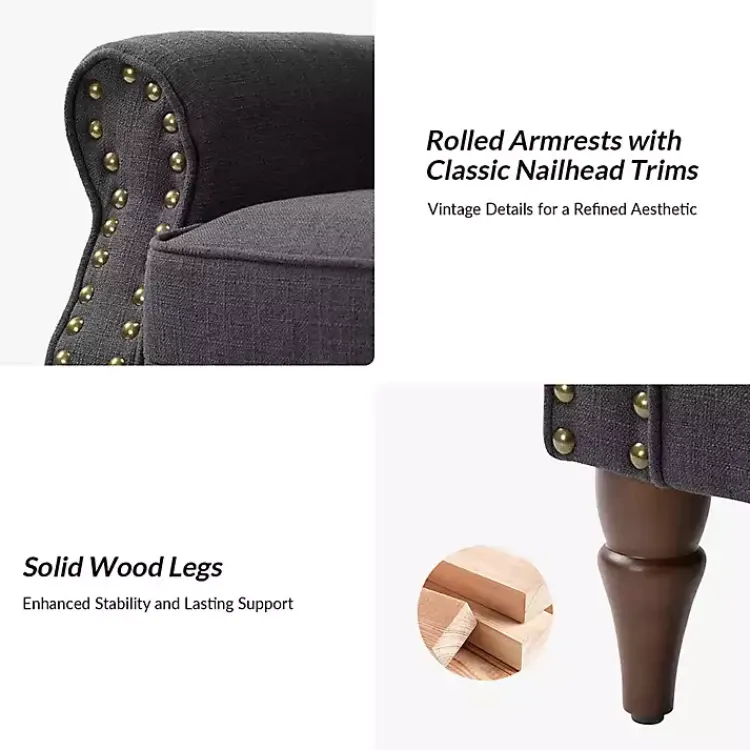 Accent Chairs-Kirklands Home Charcoal Upholstered Henry Armchair Gray