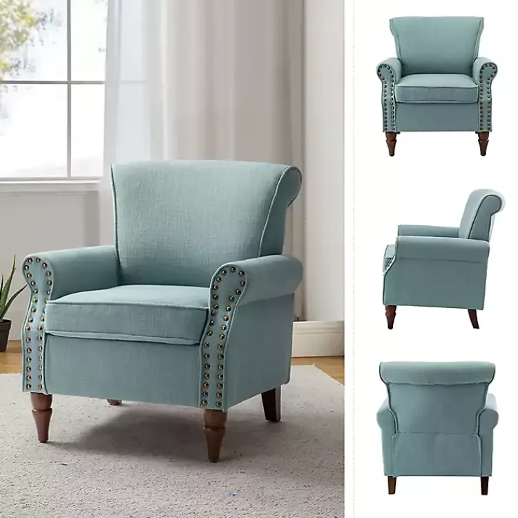 Accent Chairs-Kirklands Home Upholstered Henry Armchair Blue