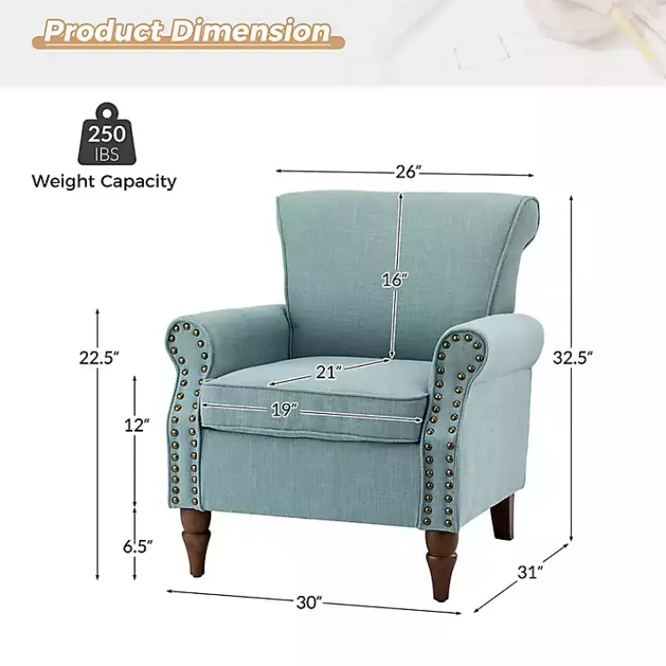 Accent Chairs-Kirklands Home Upholstered Henry Armchair Blue