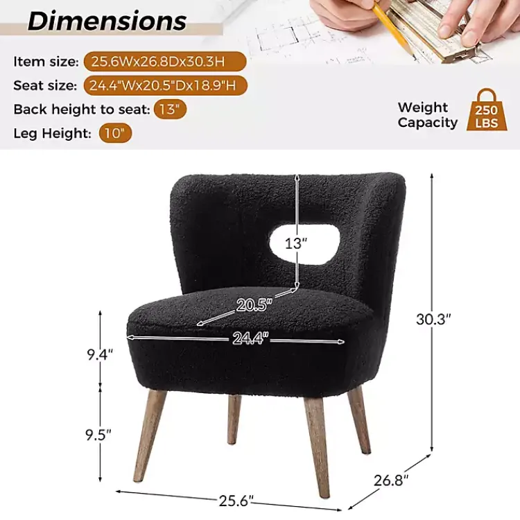 Accent Chairs-Kirklands Home Sherpa Barrel Accent Chair Black