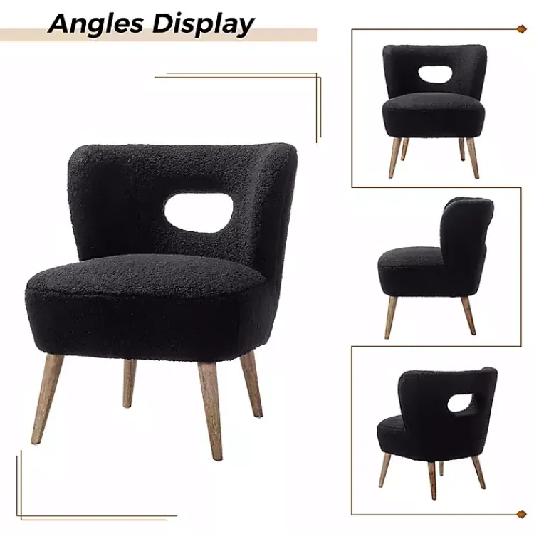 Accent Chairs-Kirklands Home Sherpa Barrel Accent Chair Black