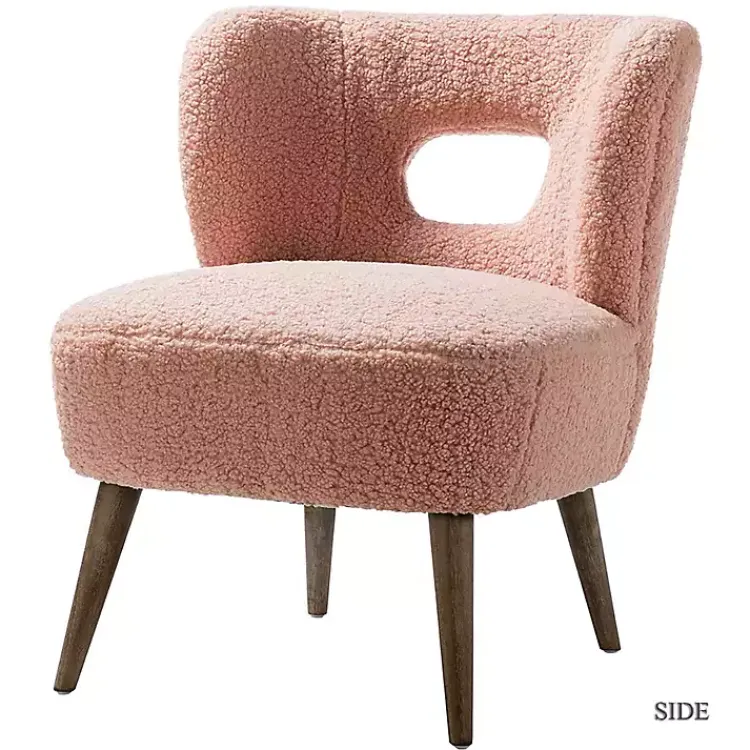 Accent Chairs-Kirklands Home Sherpa Barrel Accent Chair Pink