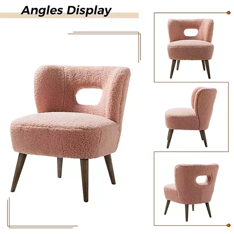 Accent Chairs-Kirklands Home Sherpa Barrel Accent Chair Pink