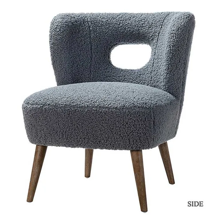 Accent Chairs-Kirklands Home Sherpa Barrel Accent Chair Blue