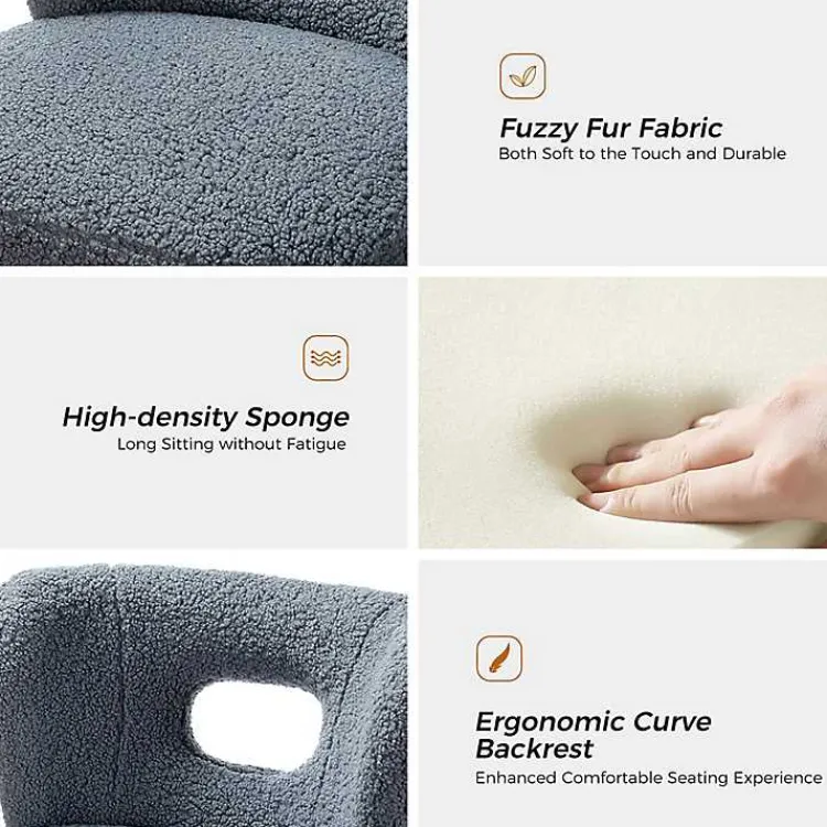 Accent Chairs-Kirklands Home Sherpa Barrel Accent Chair Blue