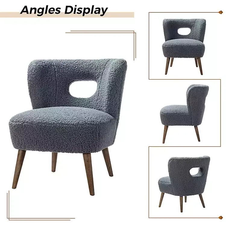 Accent Chairs-Kirklands Home Sherpa Barrel Accent Chair Blue