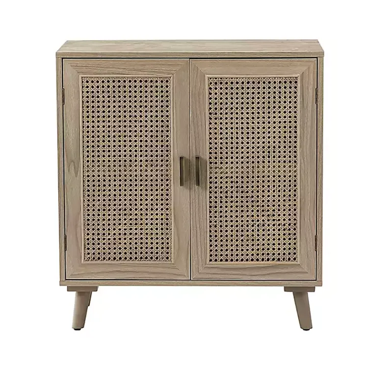 Cabinets & Sideboards-Kirklands Home Natural Wood and Rattan Carpinteria Cabinet Brown