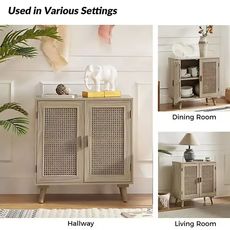 Cabinets & Sideboards-Kirklands Home Natural Wood and Rattan Carpinteria Cabinet Brown