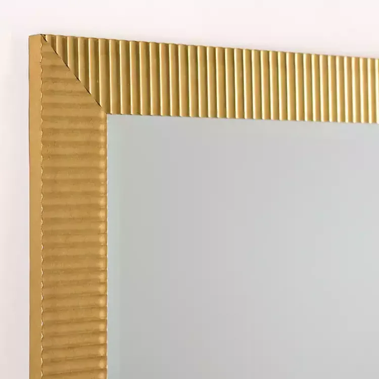 Full Length & Floor Mirrors-Kirklands Home Gold Ribbed Devin Profile Leaner Mirror