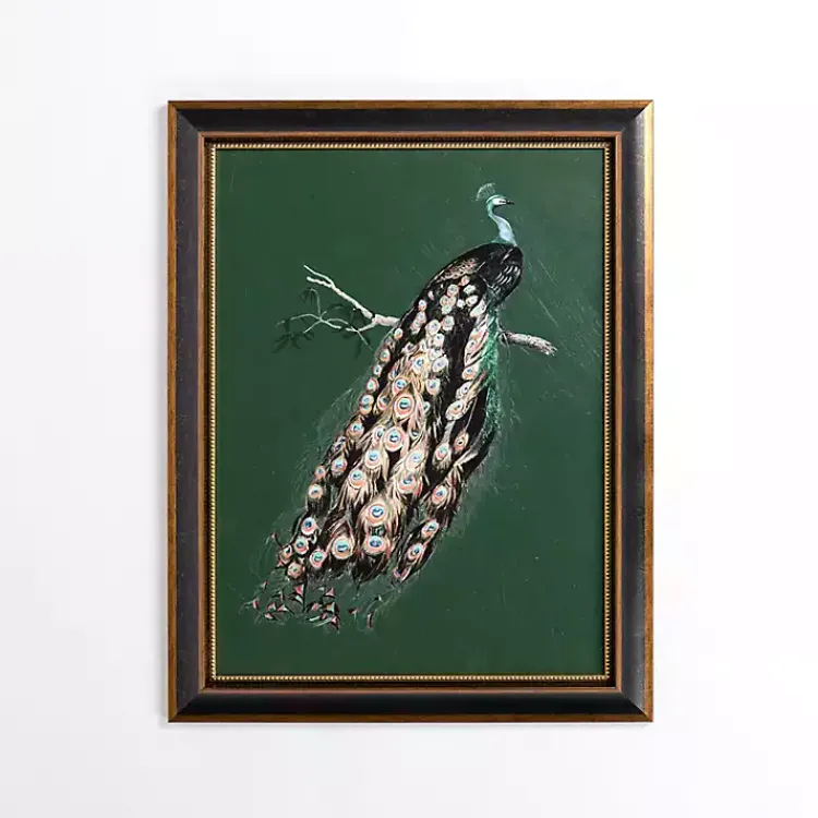 Framed Art-Kirklands Home Peacock Framed Art Print Green