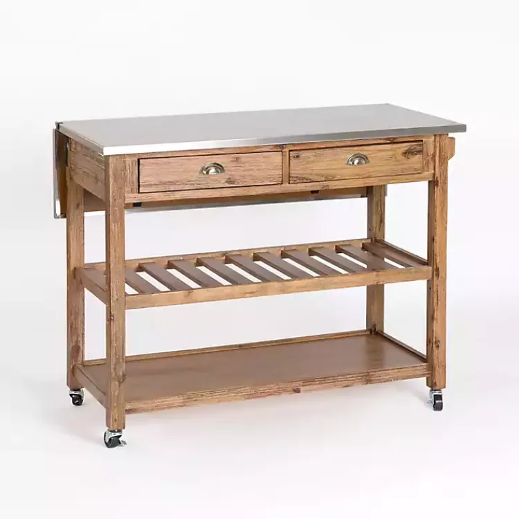 Kitchen Islands & Bar Carts-Kirklands Home Wire Brush Sonoma Drop Leaf Kitchen Island Brown
