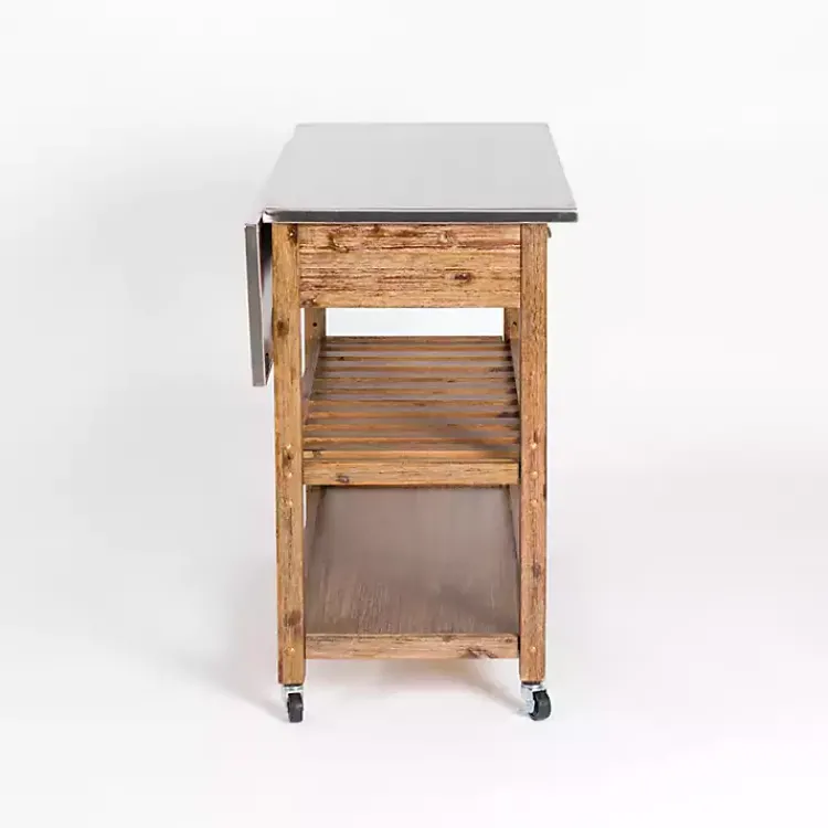 Kitchen Islands & Bar Carts-Kirklands Home Wire Brush Sonoma Drop Leaf Kitchen Island Brown