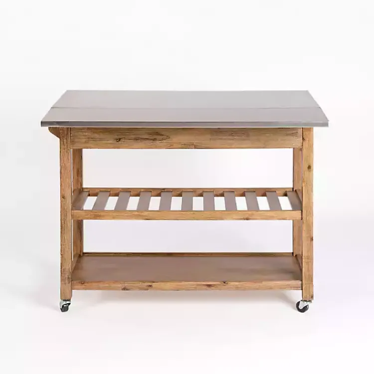 Kitchen Islands & Bar Carts-Kirklands Home Wire Brush Sonoma Drop Leaf Kitchen Island Brown