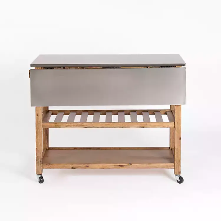 Kitchen Islands & Bar Carts-Kirklands Home Wire Brush Sonoma Drop Leaf Kitchen Island Brown