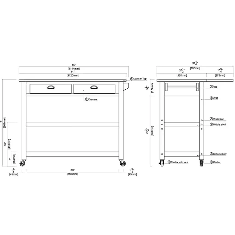 Kitchen Islands & Bar Carts-Kirklands Home Wire Brush Sonoma Drop Leaf Kitchen Island Brown
