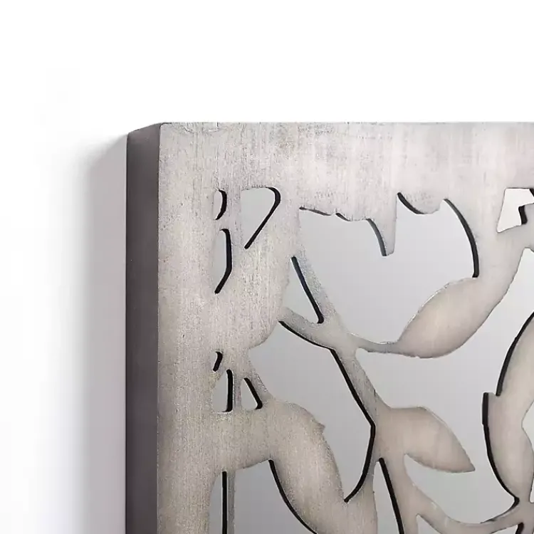 Wall Plaques-Kirklands Home Mira Carved Wood and Mirror Wall Plaque Black