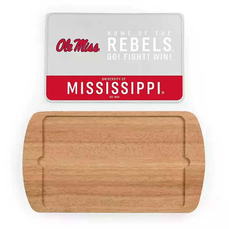 Serving & Entertaining-Kirklands Home Ole Miss Rebels Wood and Glass Serving Board