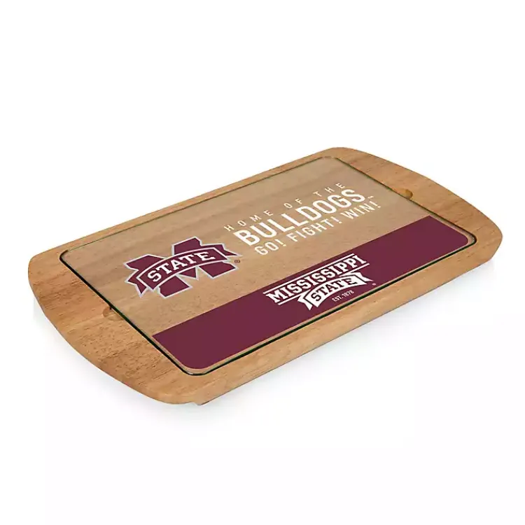 Serving & Entertaining-Kirklands Home Mississippi Bulldogs Wood and Glass Serving Board