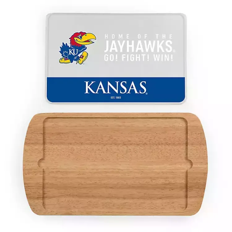 Serving & Entertaining-Kirklands Home Kansas Jayhawks Wood and Glass Serving Board