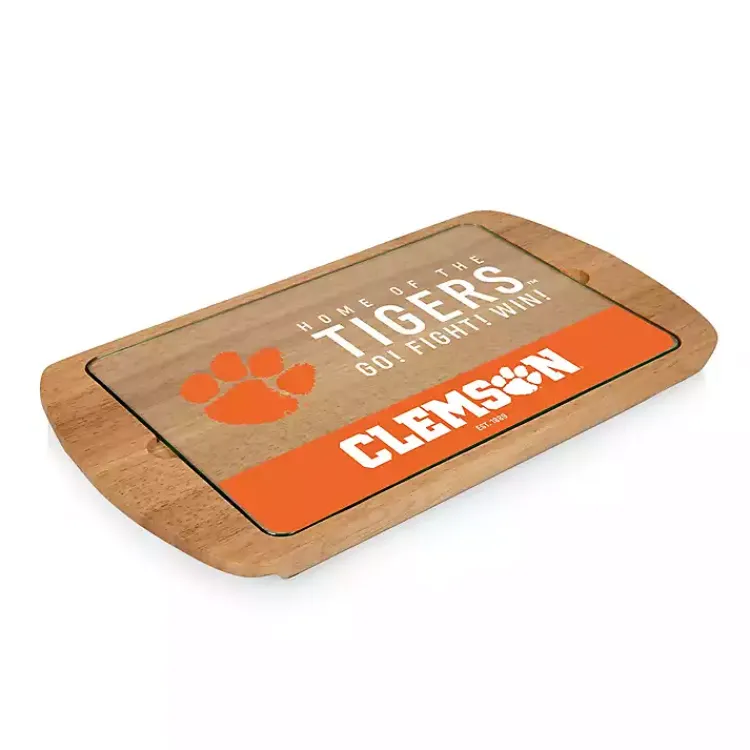 Serving & Entertaining-Kirklands Home Clemson Tigers Wood and Glass Serving Board