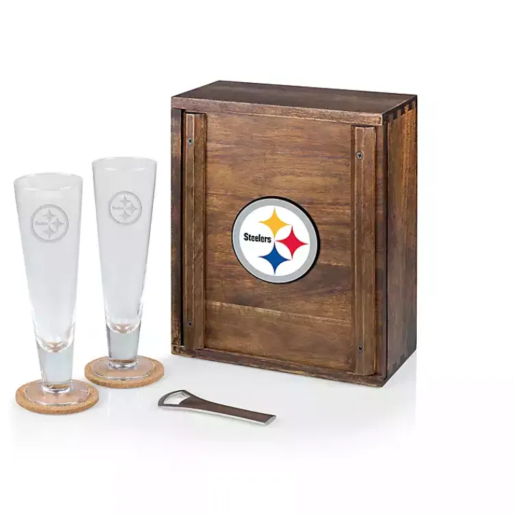 Barware-Kirklands Home Acacia Pittsburgh Steelers Beer Glass Set