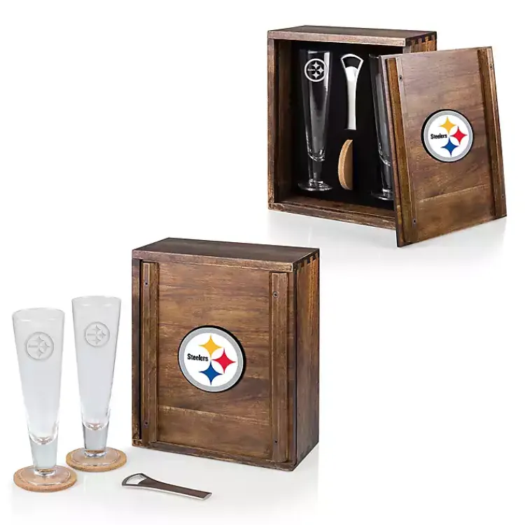 Barware-Kirklands Home Acacia Pittsburgh Steelers Beer Glass Set
