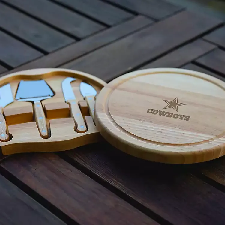 Serving & Entertaining-Kirklands Home Dallas Cowboys Cheese Board and Tool Set Tan