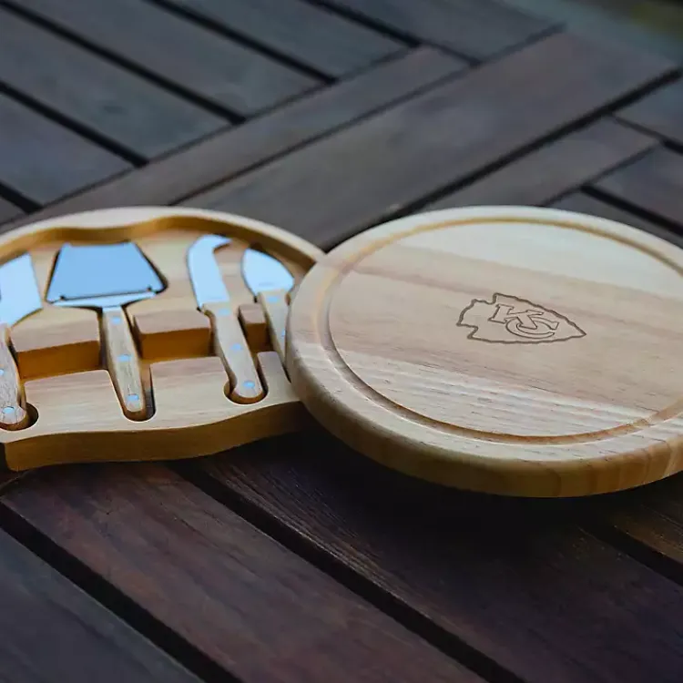 Serving & Entertaining-Kirklands Home Kansas City Chiefs Cheese Board and Tool Set Tan