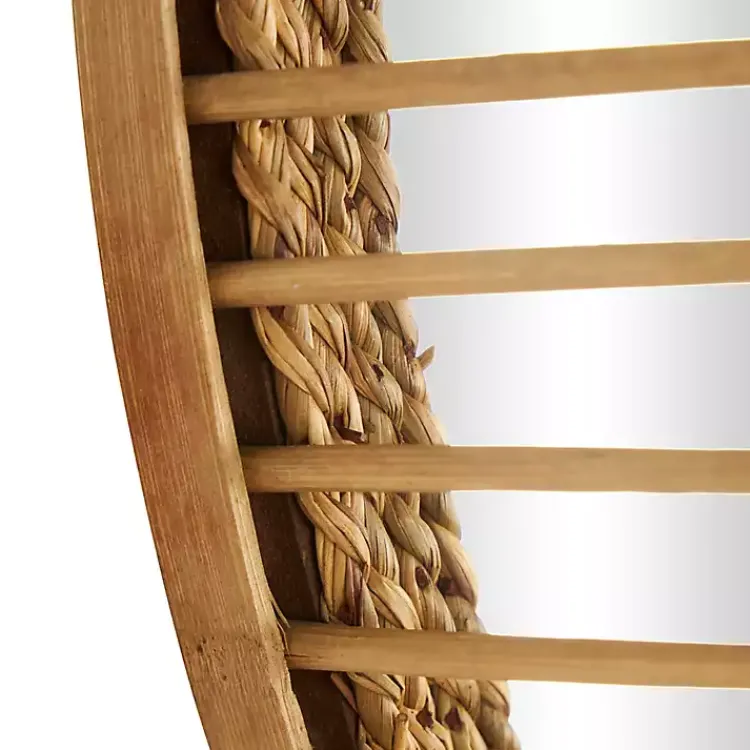 Decorative Mirrors-Kirklands Home Round Seagrass and Bamboo Wall Mirror