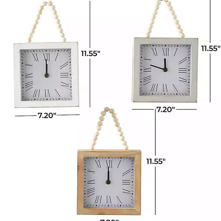Clocks-Kirklands Home Square Wood Beaded Wall Clocks, Set of 3