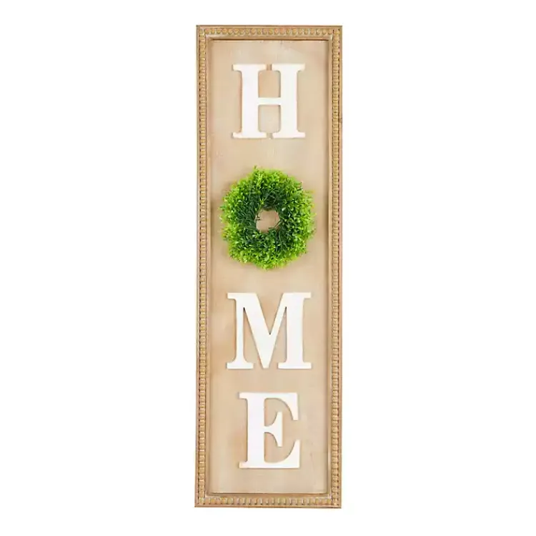 Wall Quotes & Signs-Kirklands Home Home Wreath Wood Panel Wall Plaque Brown