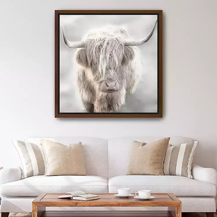 Canvas Art-Kirklands Home Solo Highland Cow Framed Canvas Art Print, 40x40 Gray