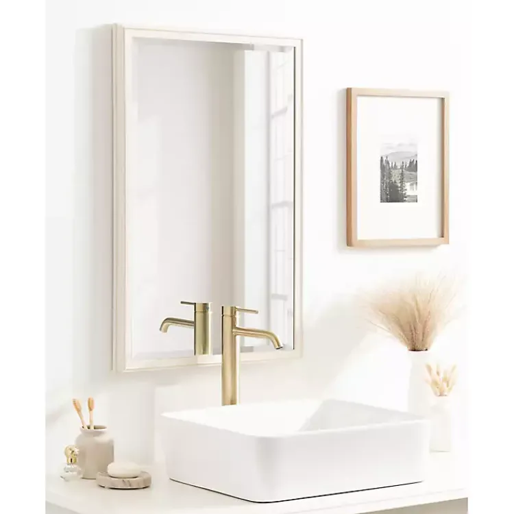 Decorative Mirrors-Kirklands Home White Oakhurst Rectangle Wall Mirror, 30 in.