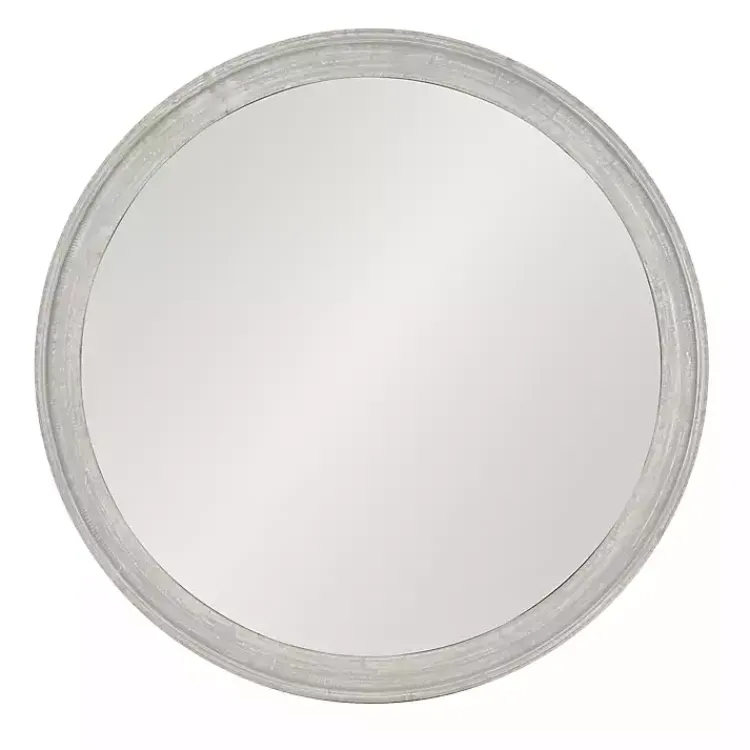Decorative Mirrors-Kirklands Home Round Gray Mansell Wood Wall Mirror