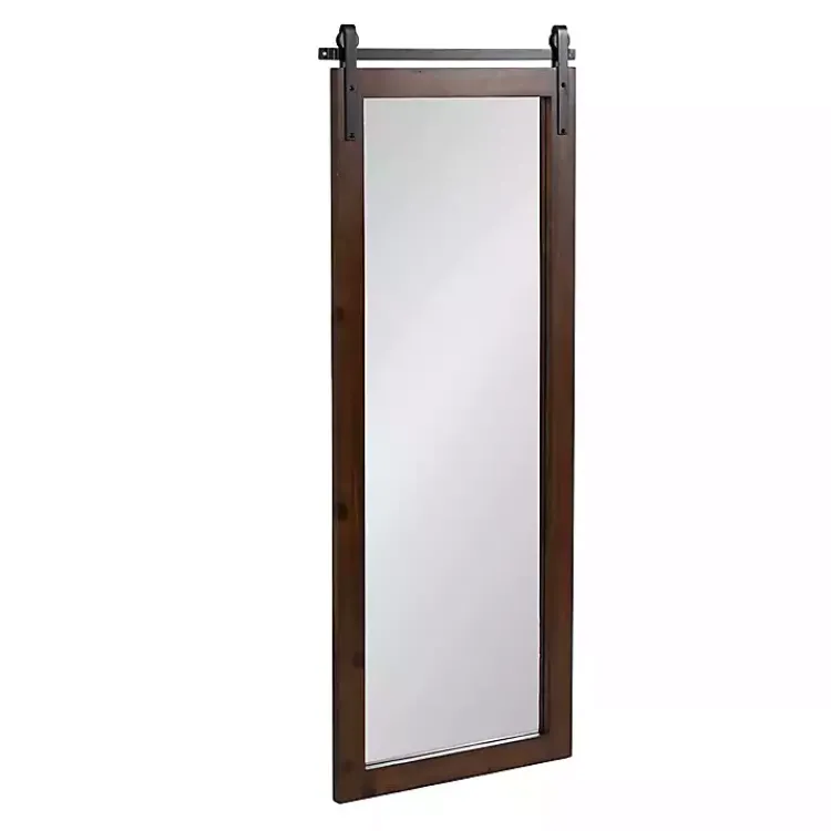 Decorative Mirrors-Kirklands Home Rustic Walnut Barn Door Wall Mirror