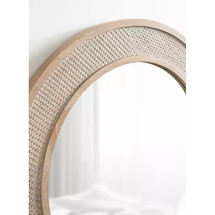Decorative Mirrors-Kirklands Home Round Natural Rattan Wall Mirror