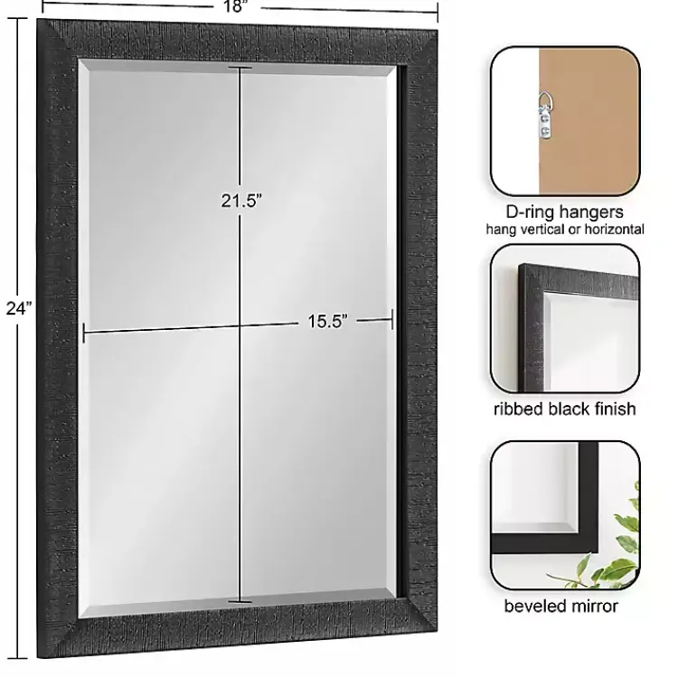 Decorative Mirrors-Kirklands Home Black Reyna Rectangle Wall Mirror