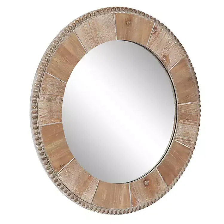 Decorative Mirrors-Kirklands Home Round Natural Calona Wood Wall Mirror