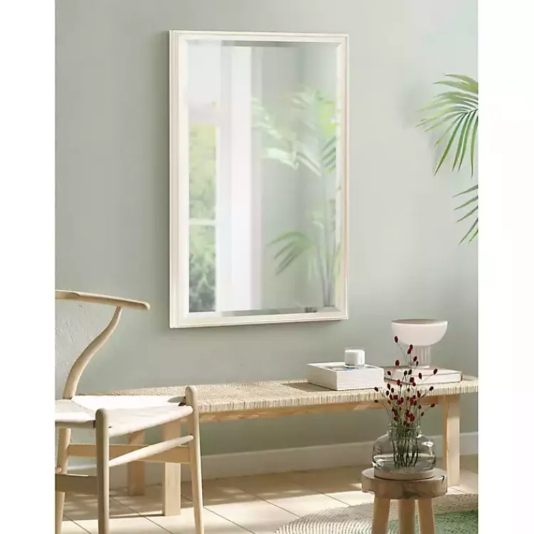 Decorative Mirrors-Kirklands Home White Oakhurst Rectangle Wall Mirror, 36 in.