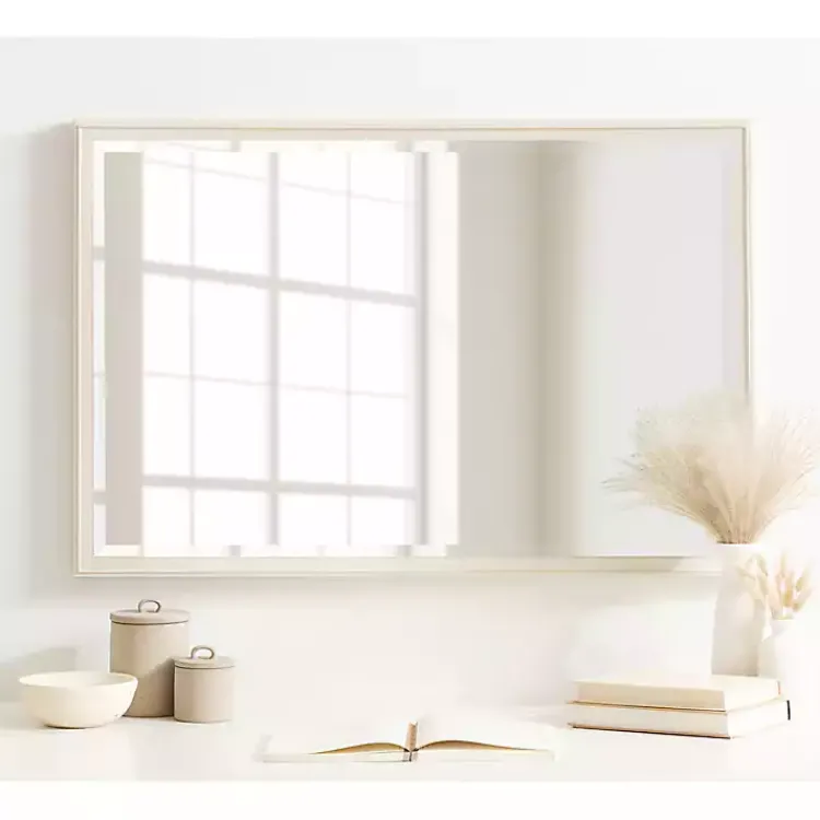 Decorative Mirrors-Kirklands Home White Oakhurst Rectangle Wall Mirror, 36 in.