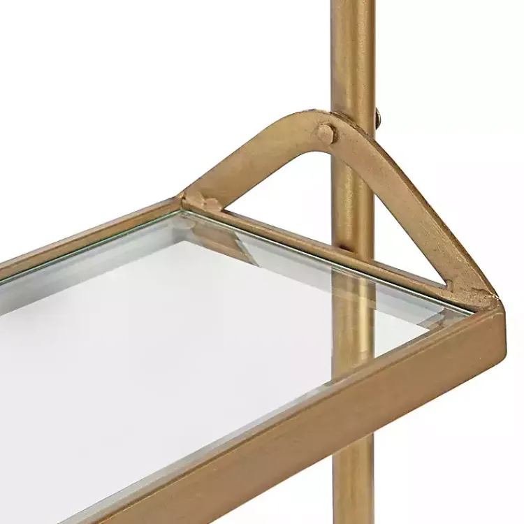 Shelves-Kirklands Home Merit Gold Metal Wall Shelf with Hooks
