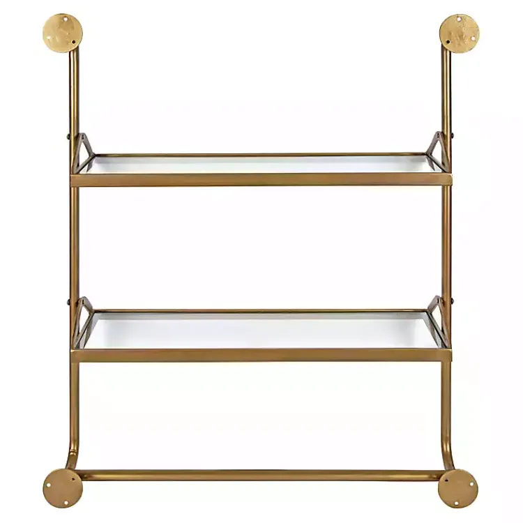 Shelves-Kirklands Home Merit Gold Metal Wall Shelf with Hooks